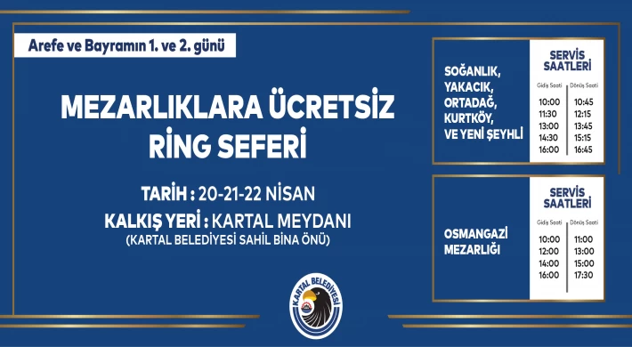 Kartal Belediyesi’nden Mezarlıklara Ücretsiz Ulaşım Hizmeti