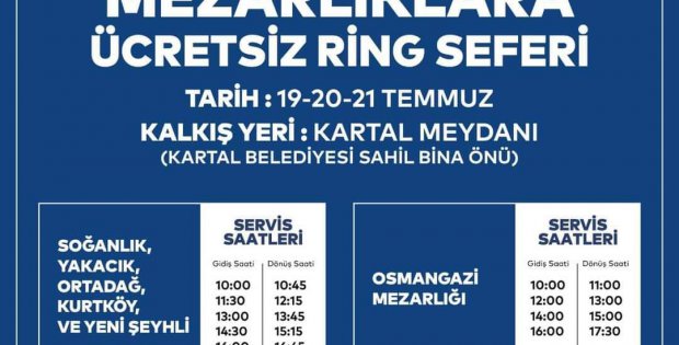 Kartallı vatandaşlara bayramda mezarlık ziyareti hizmeti