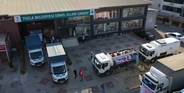  TUZLA’DAN SELDEN ETKİLENEN İLLER İÇİN YARDIM TIRLARI VE İŞ MAKİNELERİ YOLA ÇIKTI